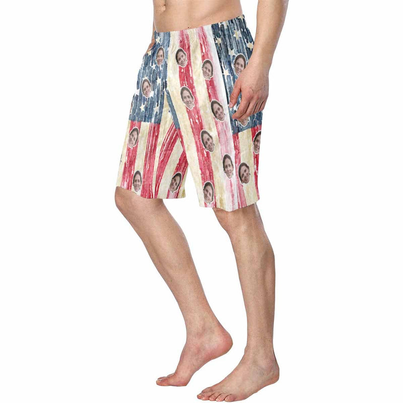 Custom Custom Face Flag Men's Beach Shorts - YesCustom