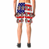 Custom Custom Face Flag Red Stripes Men's Elastic Beach Shorts - YesCustom