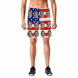 Custom Custom Face Flag Red Stripes Men's Elastic Beach Shorts - YesCustom