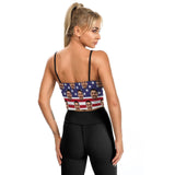 Custom Custom Face Flag Tops American Women's Crop Camisole Top (With Chest Pad) - YesCustom