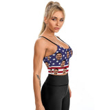 Custom Custom Face Flag Tops American Women's Crop Camisole Top (With Chest Pad) - YesCustom