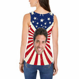 Custom Custom Face Flag Tops Personalized Star Women's All Over Print Tank Top for Independence Day - YesCustom