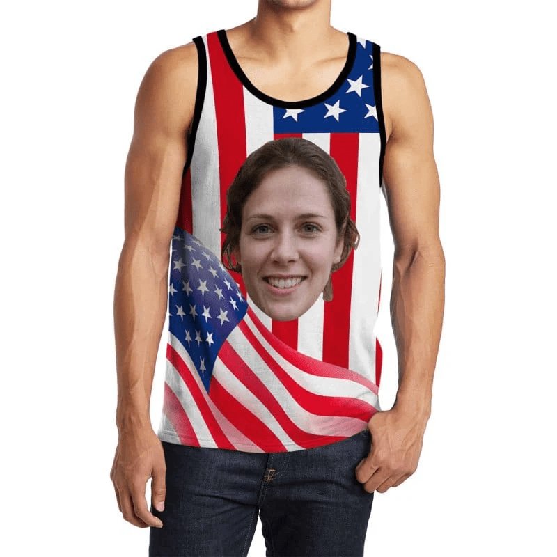 Custom Custom Face Flag Tops Personalized Star Women's All Over Print Tank Top for Independence Day - YesCustom