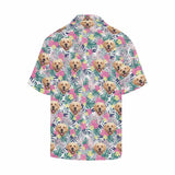 Custom Face Flower Leaves Men's All Over Print Hawaiian Shirt - White