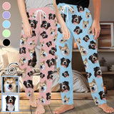 Personalized Long Pajama Pants Lacing Custom Pet Face Multicolor Sleepwear Slumber Party