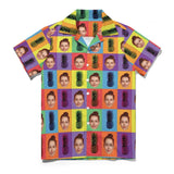 Custom Face Pineapple Colors Squares Men's Lapel Shirt Cuban Collar Hawaiian Shirt
