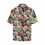 Custom Face Flower Leaves Men's All Over Print Hawaiian Shirt - Deep Bule