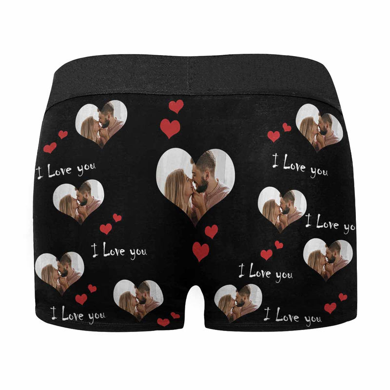 Custom Photo As Love Heart Shape I Love You Men's All Over Print Boxer Briefs Personalized Love Heart Underwear