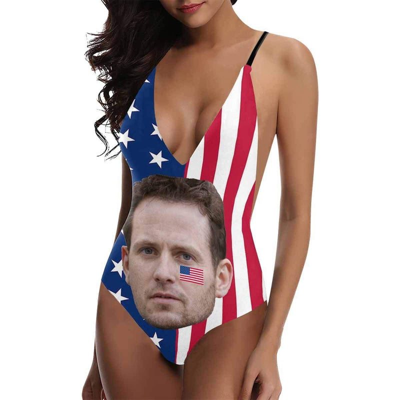 Custom #Flagbathingsuit#Independence Day 4th of July Boat Trip-Custom Boyfriend Face Swimsuit National Flag Women's One-Piece Bathing Suit Girlfriend Gift - YesCustom