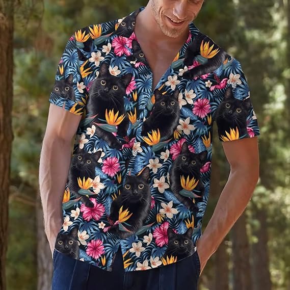 Funny Custom Made Hawaiian Shirts for Men Women Hawaiian Summer Short Sleeve Casual Loose Button Shirt