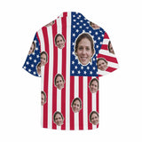 Custom Hawaiian Shirts with Face American Flag Classic Design Personalized Aloha Shirts Birthday Gift