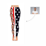 Custom Face Stars Stripes All-Over Low Rise Yoga Leggings Custom Printed Leggings