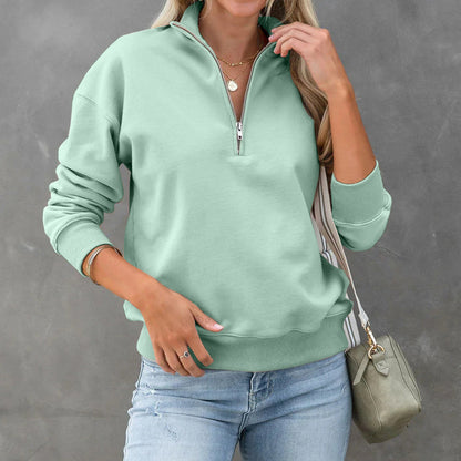 Custom Photo Women's Loose Half Zipper Hoodie