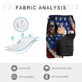 Custom Face Open It Flag Style Men's Quick Dry 2 in 1 Surfing & Beach Shorts Male Gym Fitness Shorts