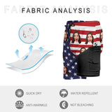 Custom Face USA Flag Men's Quick Dry 2 in 1 Surfing & Beach Shorts Male Gym Fitness Shorts