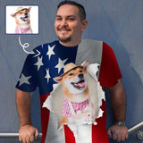 Custom Face Put Your Dog on Shirt Men Design Your Own Flag T-shirt