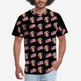 Custom Face Shirts American Flag Men's All Over Print T-shirt with Personalized Pictures for Independence Day