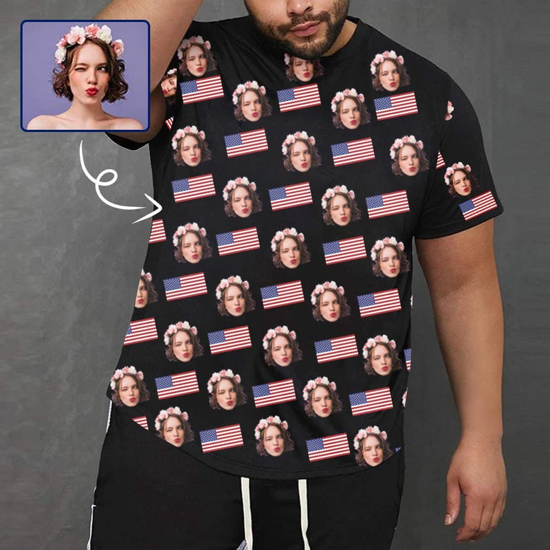 Custom Face Shirts Flag Men's T-shirts with Personalized Pictures