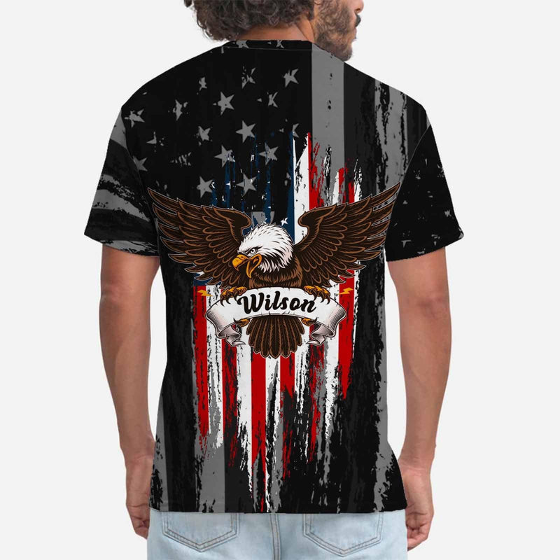 Custom Name Tee American Eagle Men's All Over Print T-shirt Flag Shirts with Personalized Pictures