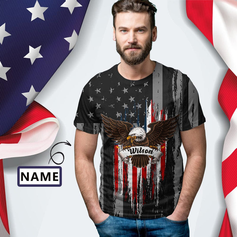 Custom Name Tee Flag Eagle Men T-shirts with Personalized Pictures