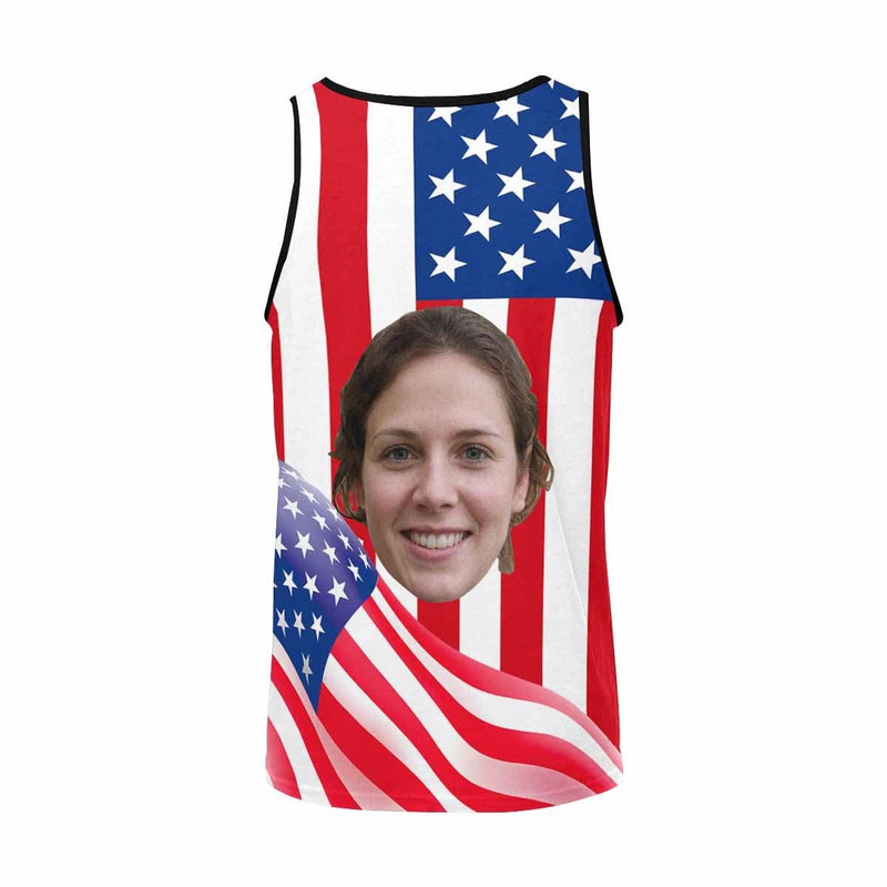 Design Your Own Tank Top Custom Face American Flag Personalized Men's All Over Print Tank Top