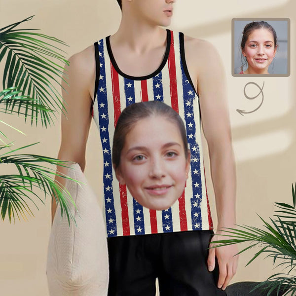 Tank Tops with Custom Face Tee Personalized Flag Men's Print Tank Top