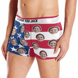 Custom Waistband Boxer Briefs Love You Flag Personalized Face&Name Design Funny Underwear for Men