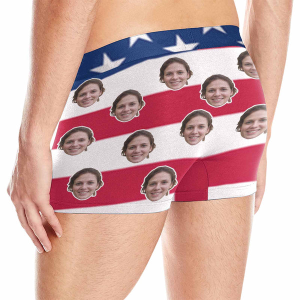 Custom Waistband Boxer Briefs Love You Flag Personalized Face&Name Design Funny Underwear for Men