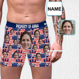 Custom Waistband Boxer USA Flag Personalized Face&Name Men's Underwear