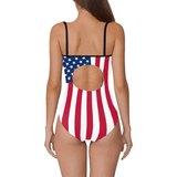 Hot American Flag Swimsuit #Best-Seller Couple Matching Swimwear 4th of July Cruise Outfits-Custom Face American Flag Swimsuit, Personalized New Drawstring Side Bathing Suit