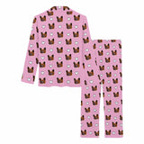 Custom Pet Face Love Heart Shape Couple Sleepwear Women's Lightweight Long Pajama Set Men's Sleepwear - Light Green