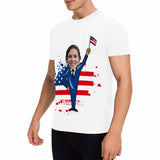 Custom #Pocket T-shirt-Custom Shirts with Faces Shake National Flag Printed Personalized Face Tee for Him - YesCustom