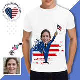 Custom #Pocket T-shirt-Custom Shirts with Faces Shake National Flag Printed Personalized Face Tee for Him - YesCustom