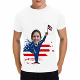 Custom #Pocket T-shirt-Custom Shirts with Faces Shake National Flag Printed Personalized Face Tee for Him - YesCustom