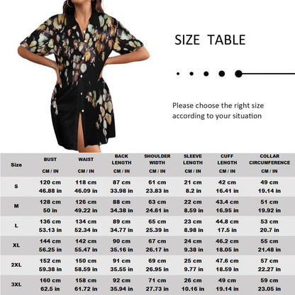 Custom Face Red-Crowned Crane Pattern Women's Satin Shirt Nightdress - Blue