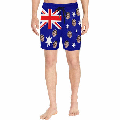 Custom Face Swimming Trunks Australian Flag Men's Quick Dry Swim Shorts Customized Swim Trunks with Girlfriend's Face