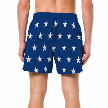 Custom Flag Swim Shorts with Personalized Name Red White Stripes Men's Quick Dry Swimming Trunks