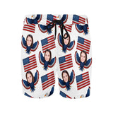 Custom Made Swim Trunks with Face Print USA Eagle Flag Men's Quick Dry Swim Shorts for Independence Day