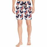 Custom Made Swim Trunks with Face Print USA Eagle Flag Men's Quick Dry Swim Shorts for Independence Day