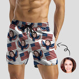 Custom Face Eagle Mens Swim Shorts Personalized Funny Swim Trunks