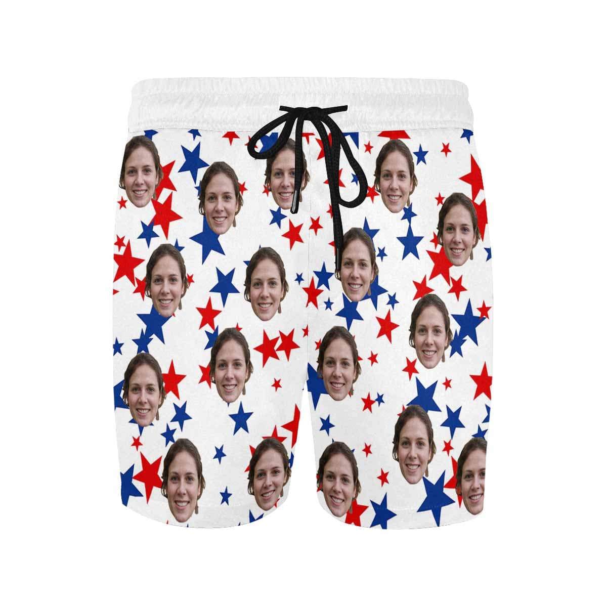 Custom Swimming Trunks Design Face Stars Men's Quick Dry Swim Shorts with Girlfriend's Face