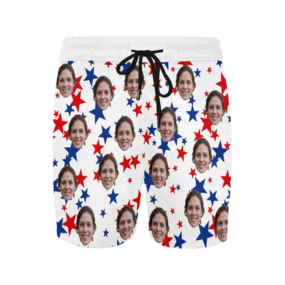 Custom Swimming Trunks Design Face Stars Men's Quick Dry Swim Shorts with Girlfriend's Face