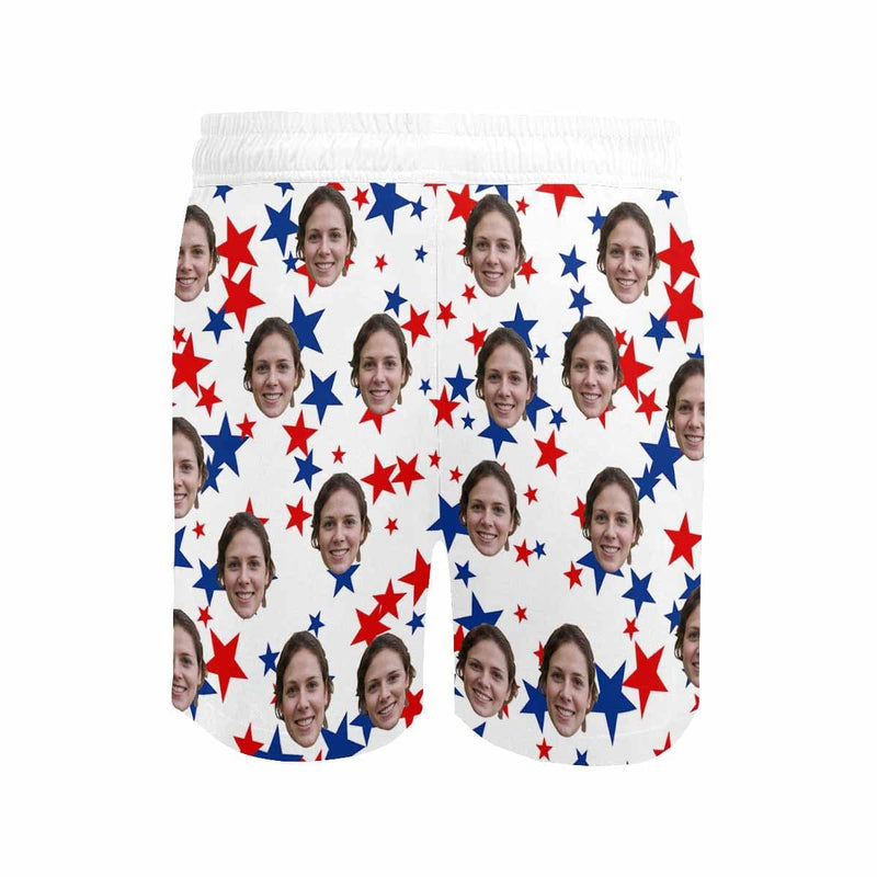 Custom Swimming Trunks Design Face Stars Men's Quick Dry Swim Shorts with Girlfriend's Face