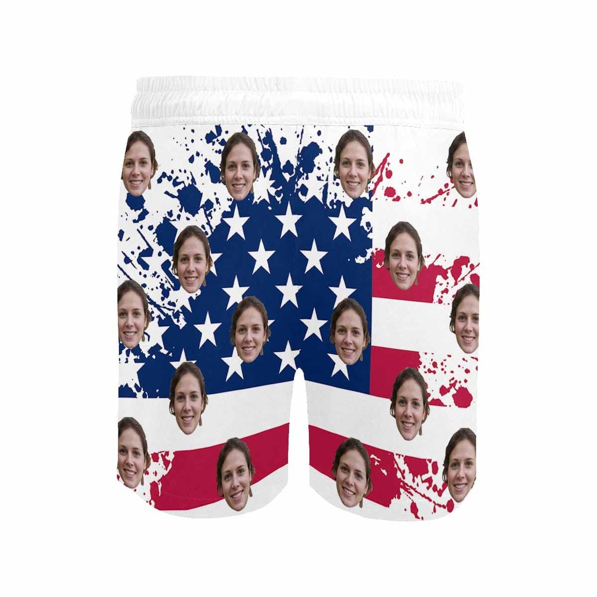 Custom Swimming Trunks Personalized Face Flag Men's Quick Dry Swim Shorts with Girlfriend's Face