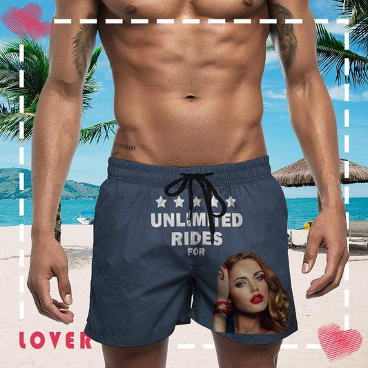 Custom Face Unlimited Rides Mens Swim Short Personalized Swim Trunks