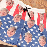 Personalized Swim Trunks Custom Face Banner Flag Men's Quick Dry Swim Shorts for Independence Day