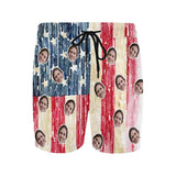 Personalized Swim Trunks Old Style Custom Face American Flag Men's Quick Dry Swim Shorts for Independence Day