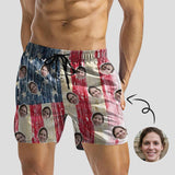 Custom Face Flag Mens Swim Shorts Personalized Funny Swim Trunks