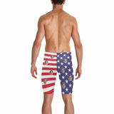 [Special Offer] Custom Face Stars Stripes Men's Swim Shorts Personalized Triangle Swim Briefs Design America Flag Style Swim Boxer Briefs Print Knee Funny Swim Trunks for Holiday