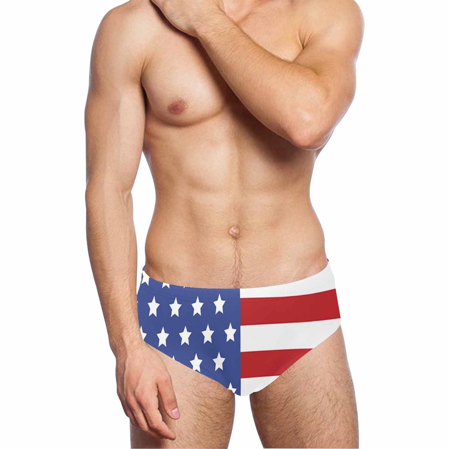 The Fourth of July-USA Flag Men's Swimming Briefs Swim Shorts Triangle Briefs Bottoms for Summer Swimming Water Sports